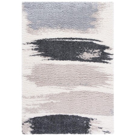 Safavieh 3 x 5 ft. Fontana Shag Contemporary Rectangle Power Loomed Rug; Grey & Ivory FNT898F-3